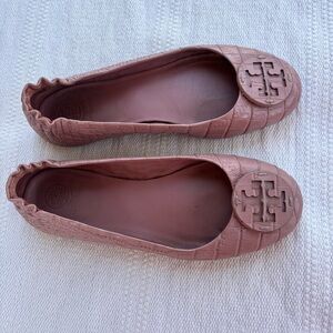 Tory Burch MINNIE Travel Rosa Ballet Flats size 5.5m